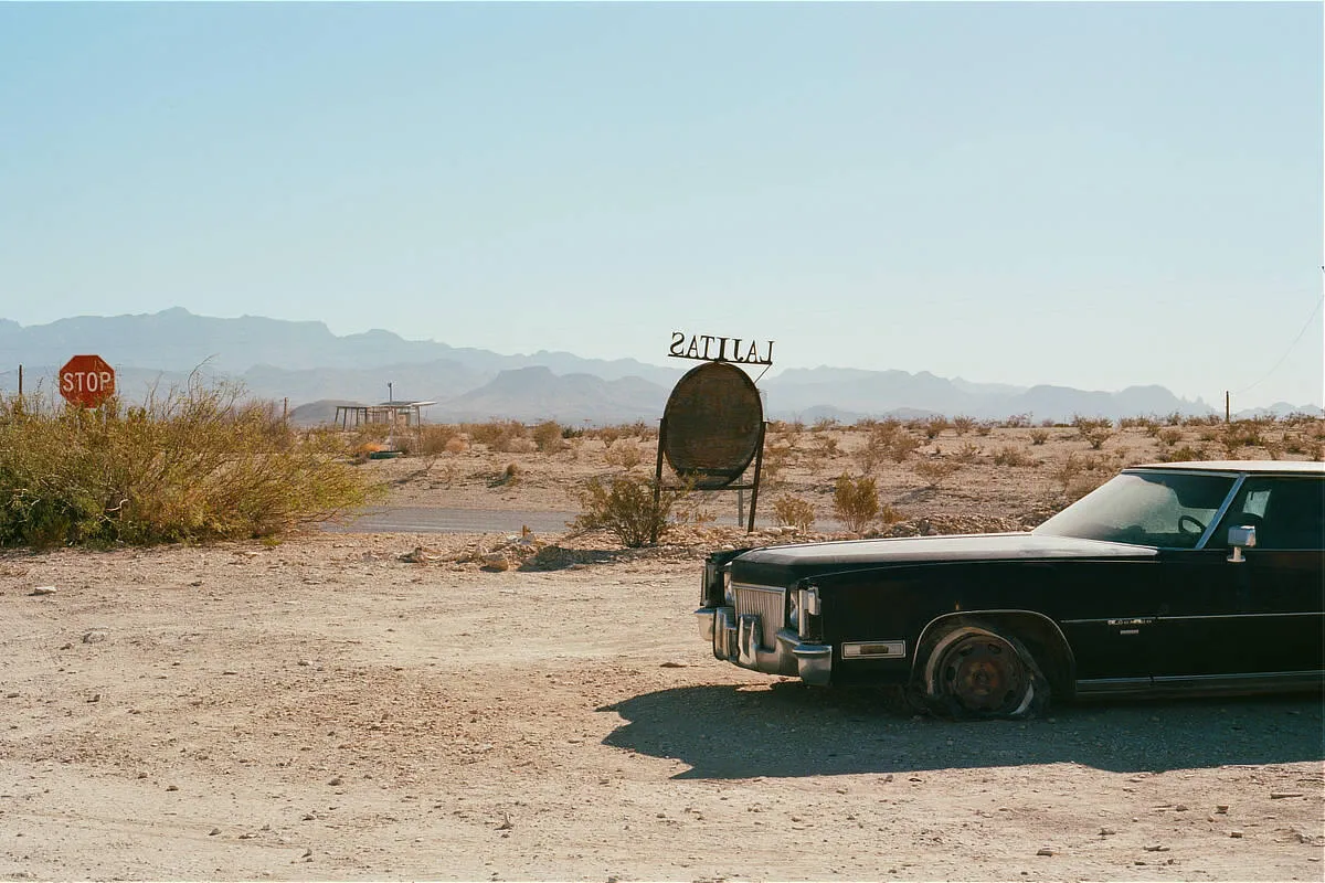photograph of an abandoned car in Terlingua